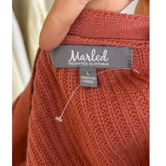 Marled Reunited Clothing Women's Sz L Mauve Ruffle Shoulder Cardigan #0378 - Picture 6 of 11